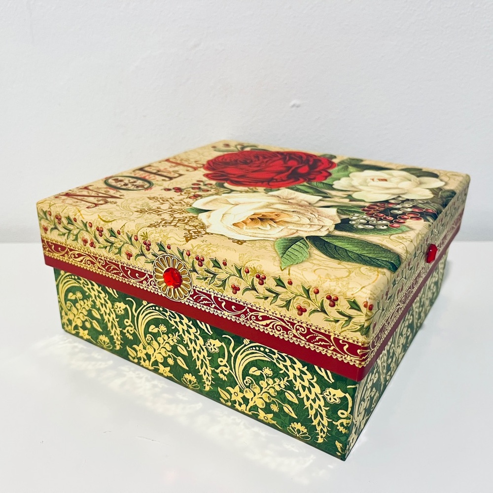 Punch Studio Holiday Roses Gift Storage Box - Picture 3 of 4
